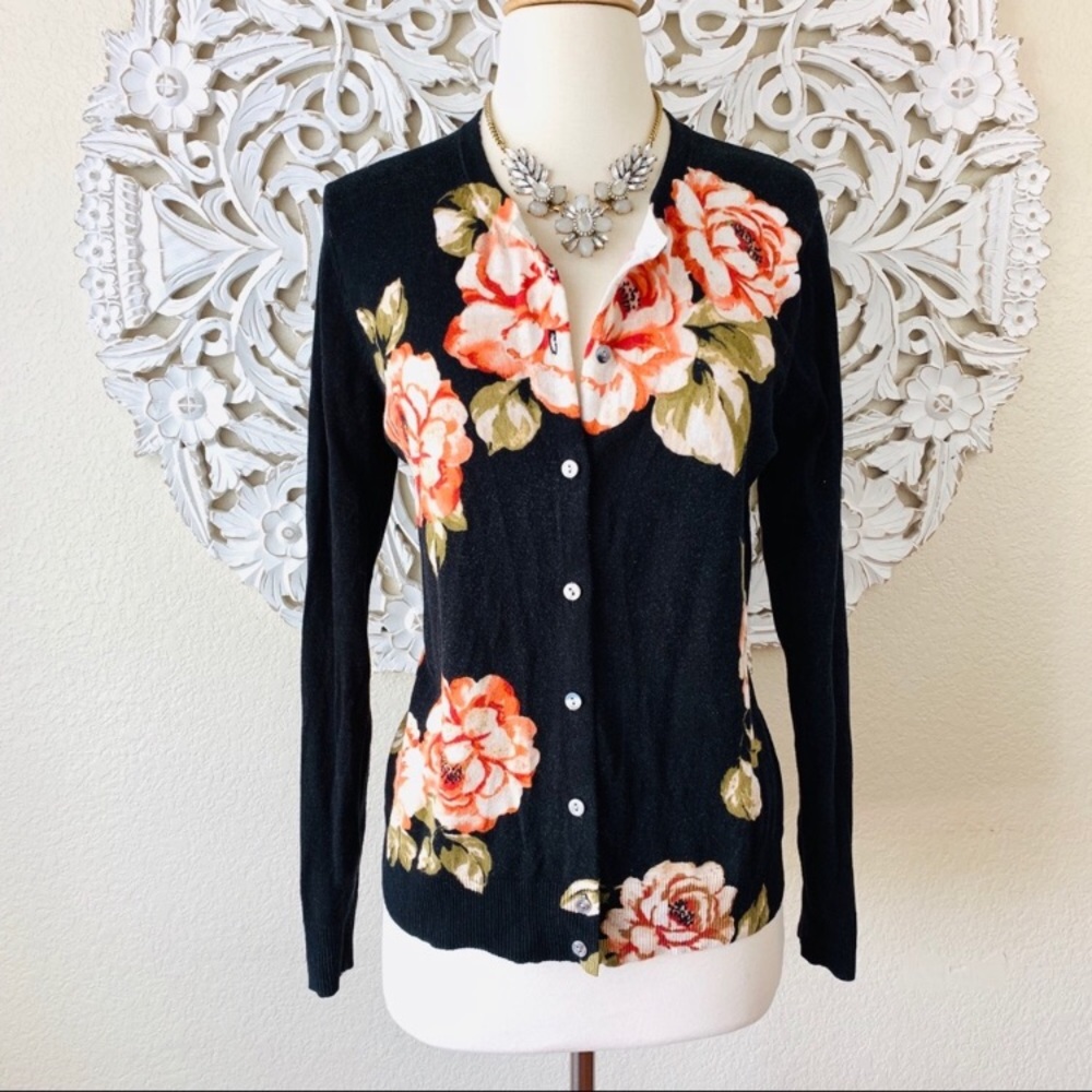 {A New Day} Black Floral Any Day Cardigan